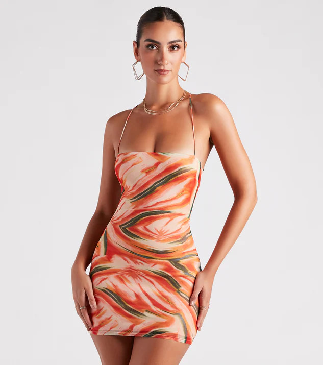 Sunset Marvel Lace-Up Mini Dress | Windsor Stores
