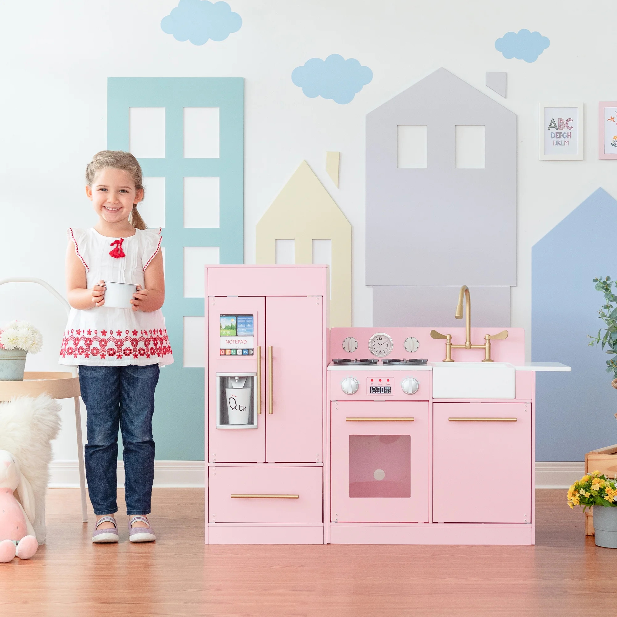 Teamson Kids Little Chef Charlotte Modern Kids Kitchen Playset, Pink/Gold - Walmart.com | Walmart (US)