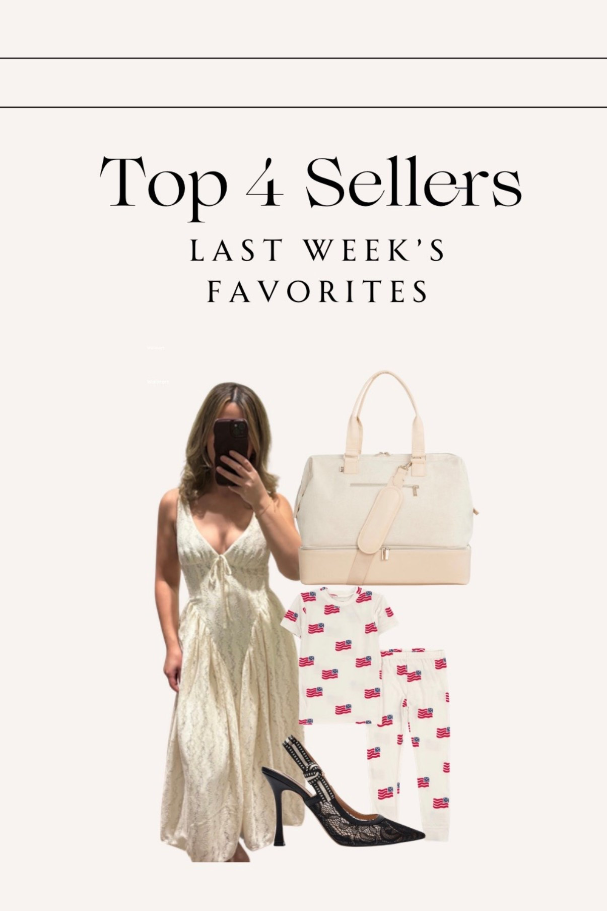 Last weeks top 4 best sellers! ✨ 

#bestsellers #topsellers #lacedress #targetdresses #dressesunder50 #graduationdress #bridalshowerdress #mothersdaydress #toddlerpajamas #4thofjuly #beisbag #beisweekender #weekenderbag #travelbag #stevemadden #trending 

#LTKSaleAlert #LTKMothersDay #LTKmomlife