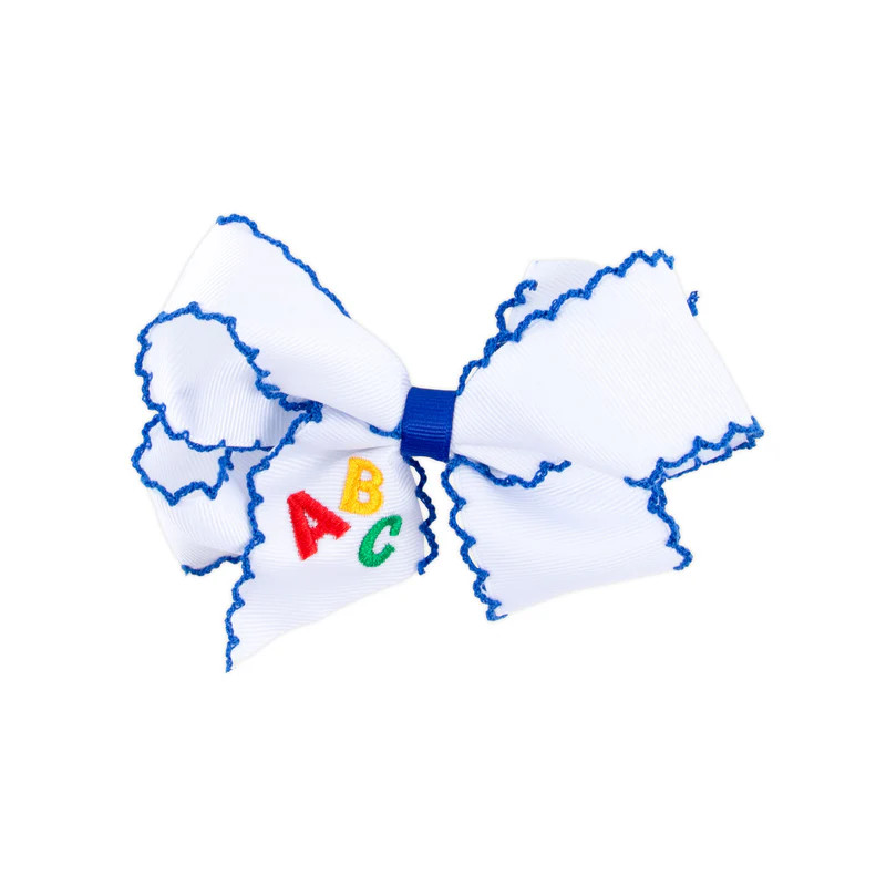 ABC Embroidered Moonstitch Hair Bow | Classic Whimsy