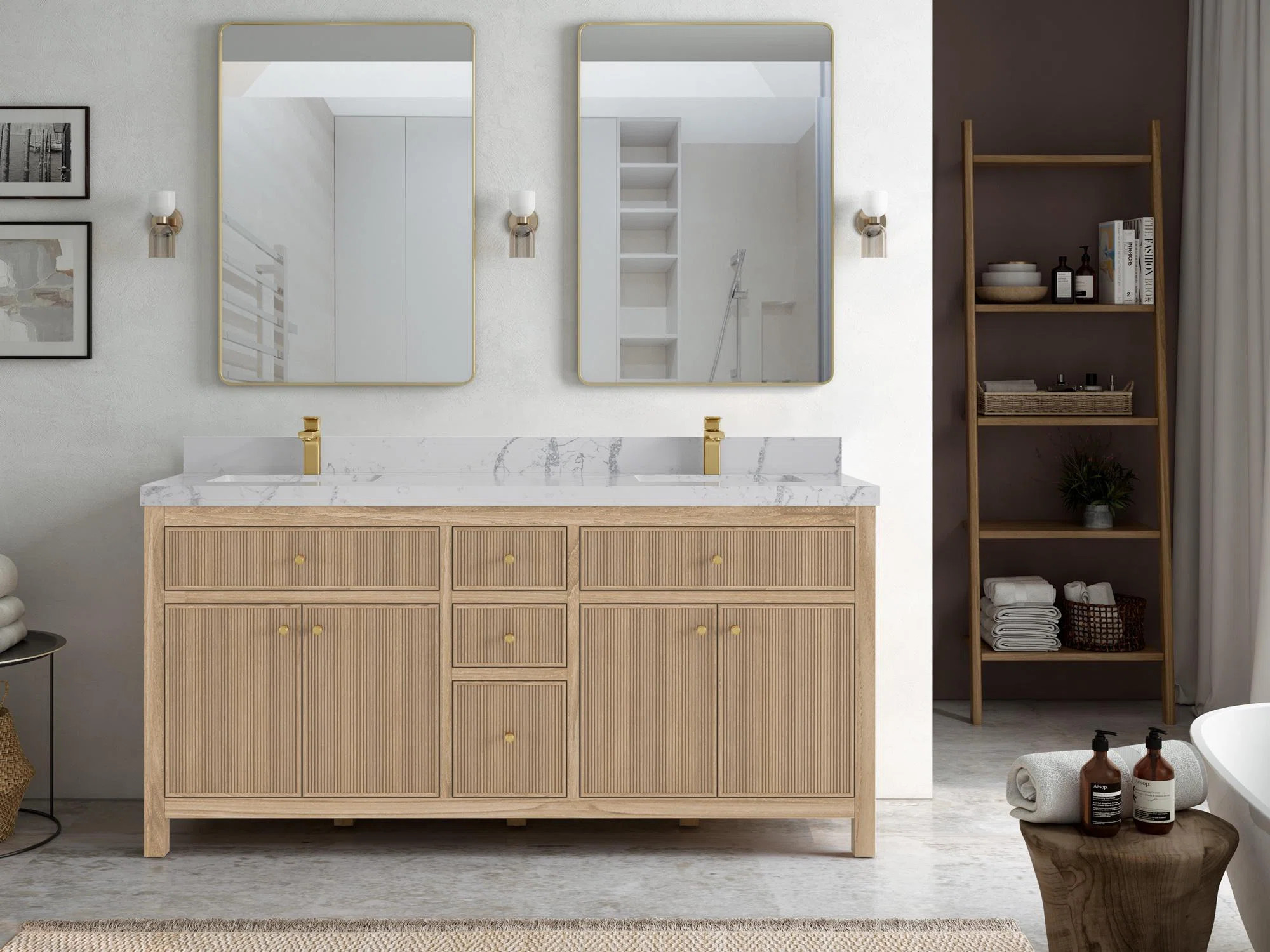 Sonoma 72'' Double Bathroom Vanity with Quartz Top | Wayfair North America