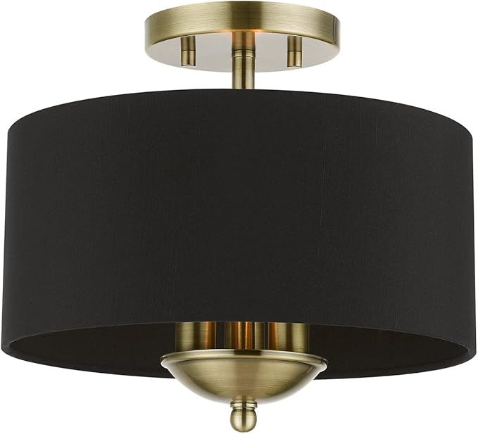 Livex Lighting 40111-01 Huntington Collection 3 Light Semi-Flush Mount, Antique Brass | Amazon (US)