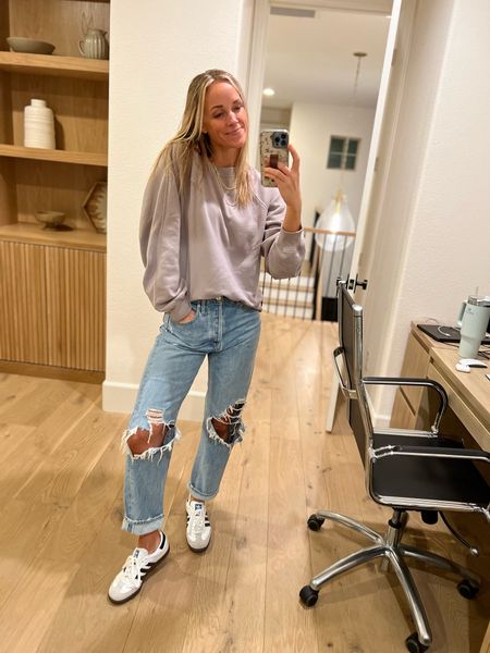 -Loving this causal going out outfit!
My Agolde jeans are a 27 so I’d say they’re TTS or maybe go with your smaller size.
-I wear a medium in the Abercrombie crew
-the samba shoes are TTS!

#LTKfindsunder100 #LTKover40 #LTKstyletip