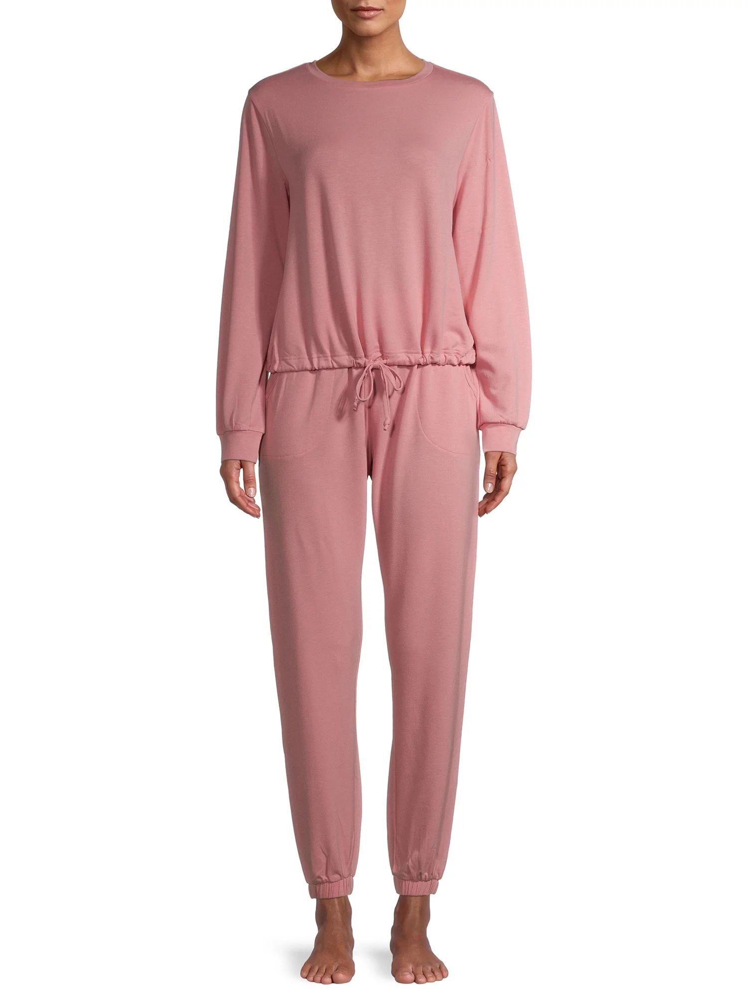 Lissome Women's and Women's Plus L/S French Terry 2-Piece PJ Set | Walmart (US)