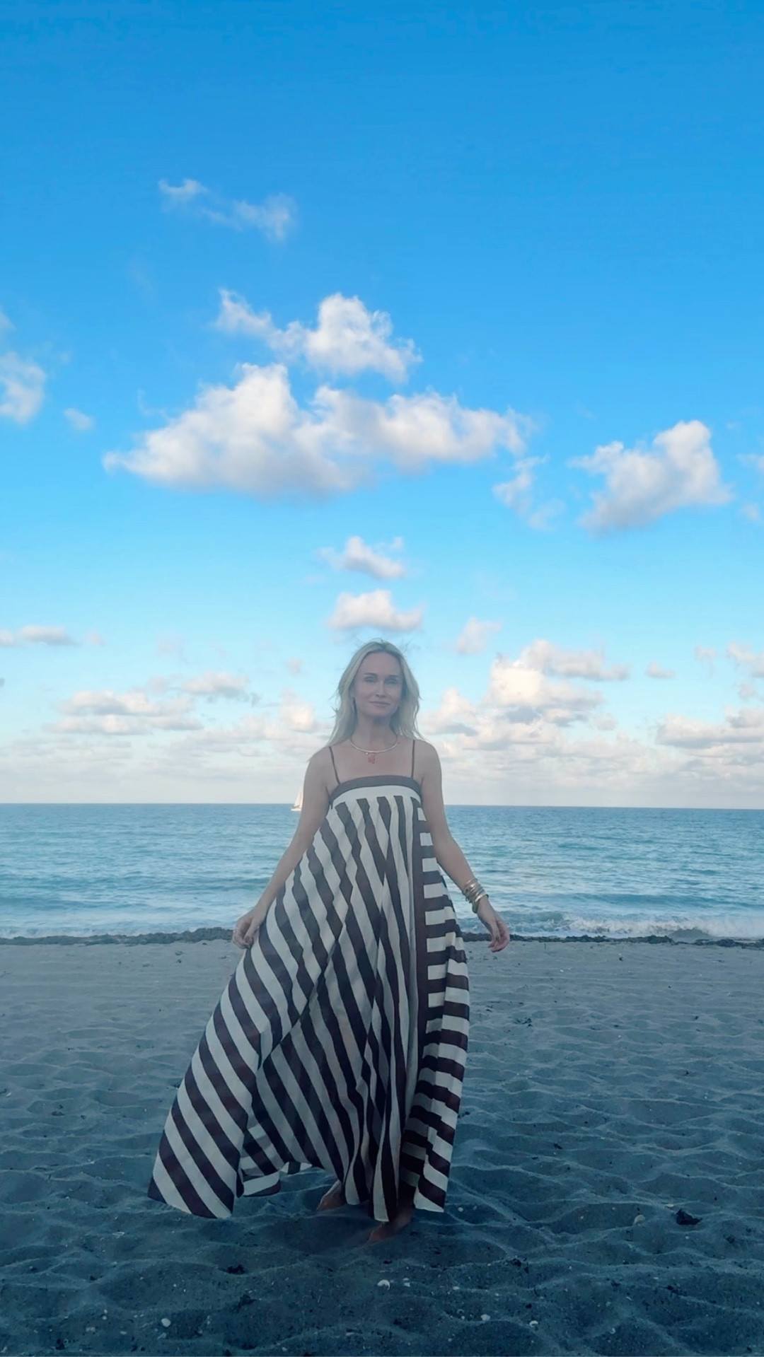 Brown striped maxi dress 