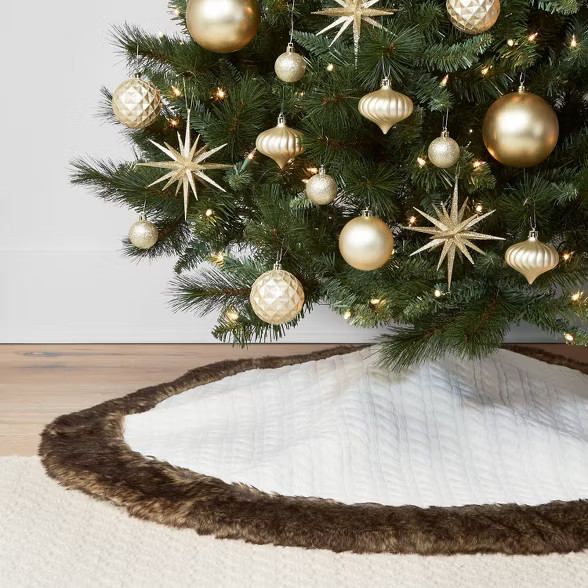 48in Faux Fur Cable Knit Christmas Tree Skirt Ivory - Wondershop™ | Target