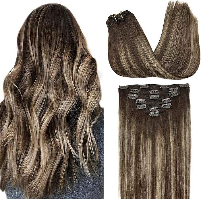 GOO GOO Clip in Hair Extensions Real Human Hair, Remy Human Hair Extensions Clip ins for Women, N... | Amazon (US)