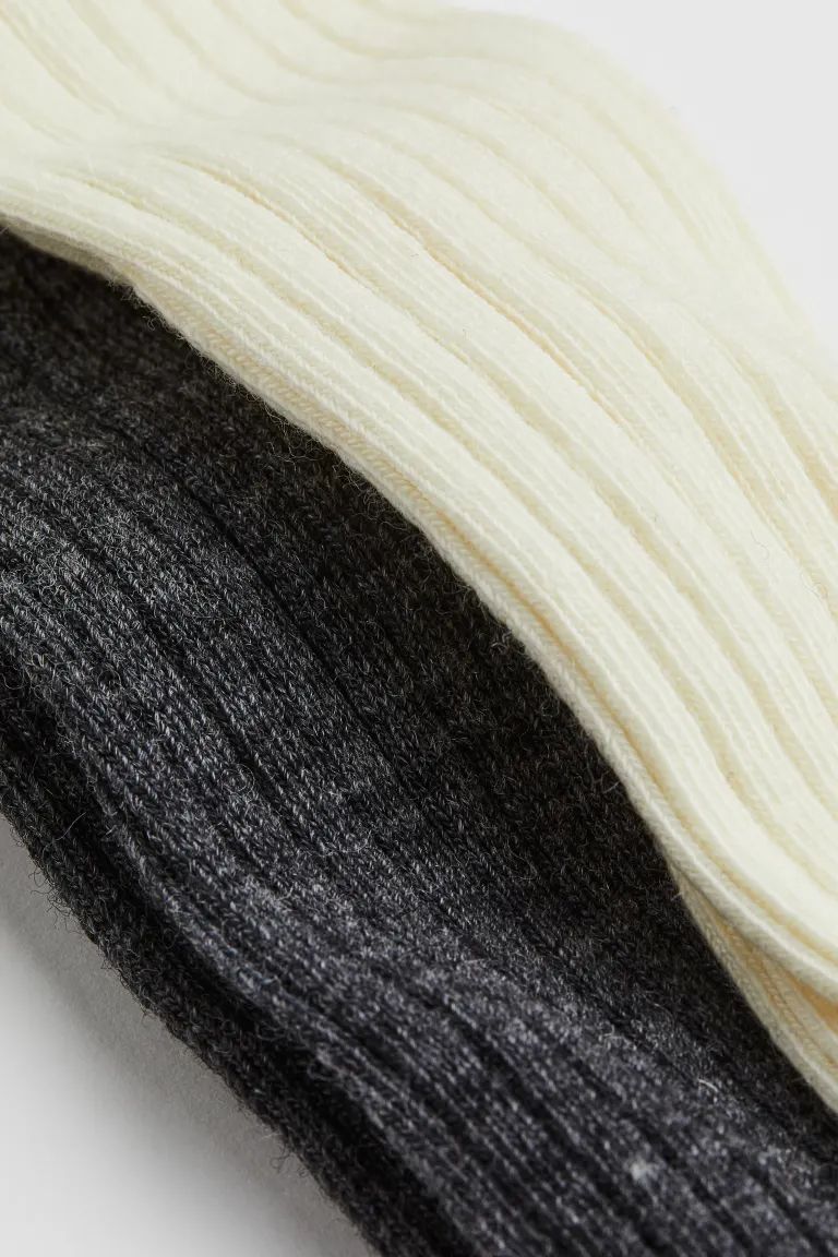 2-pack Wool-blend Tights - Cream/dark gray - Kids | H&M US | H&M (US + CA)