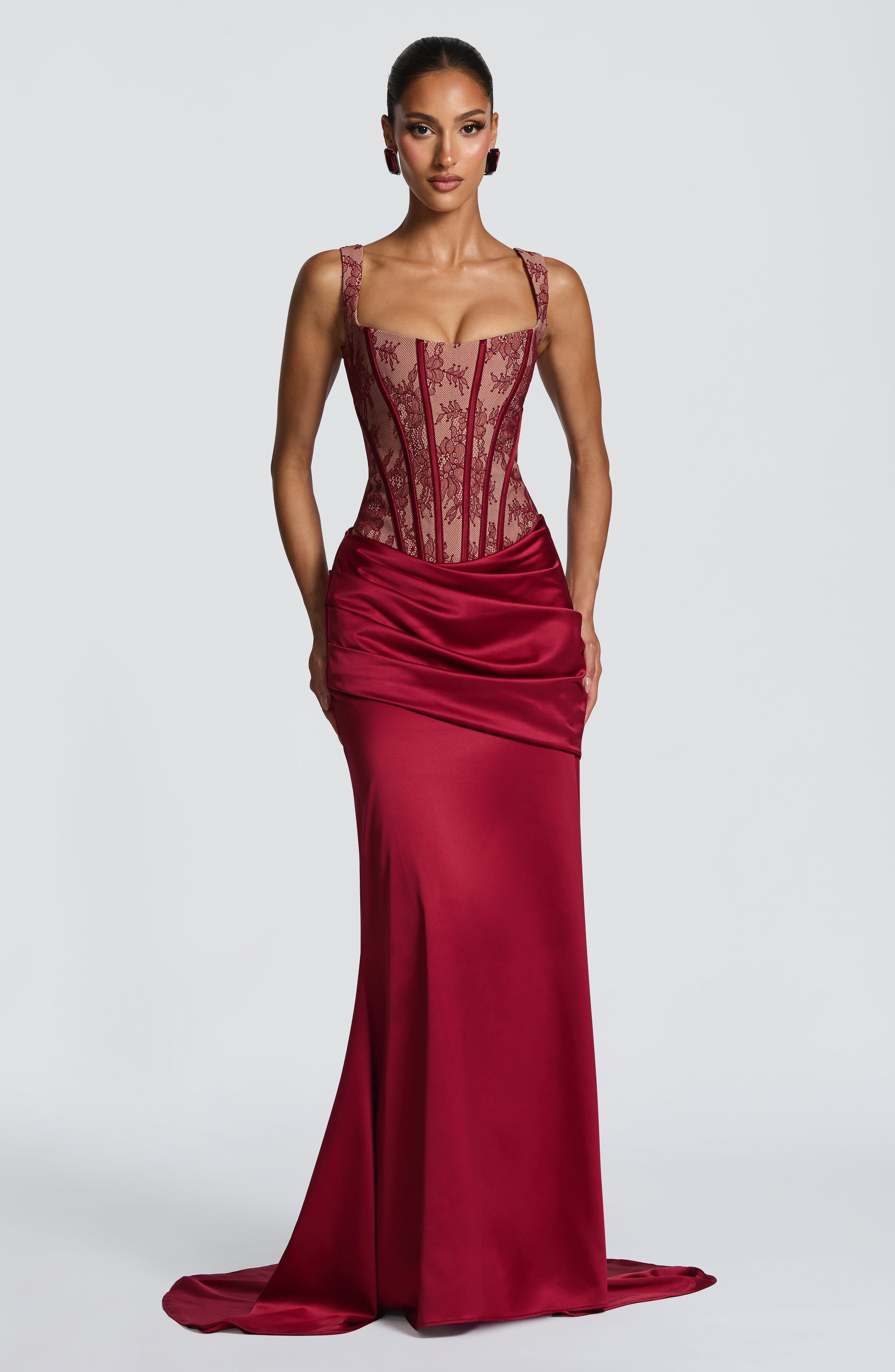 Claudette Maxi Skirt - Burgundy | Babyboo (global)