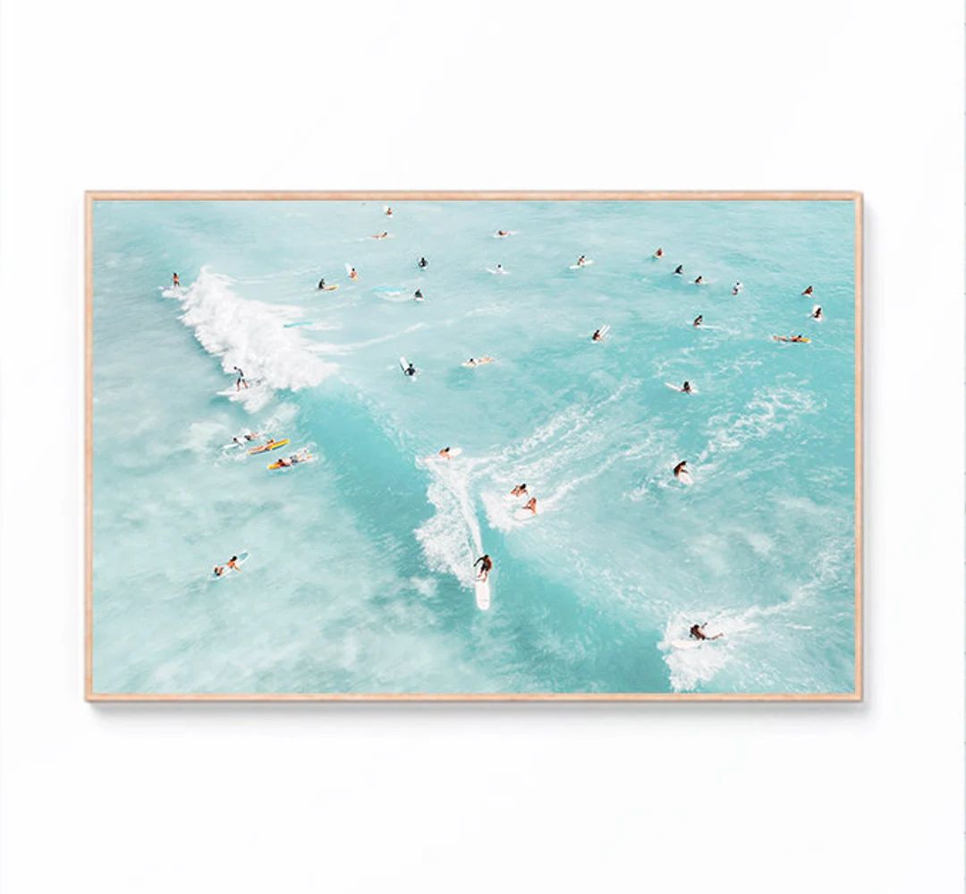 Aerial Surfers Wall Art, Surfers Print, Aerial Beach Prints, Aerial Ocean Wall Decor, Wave Print,... | Etsy (US)