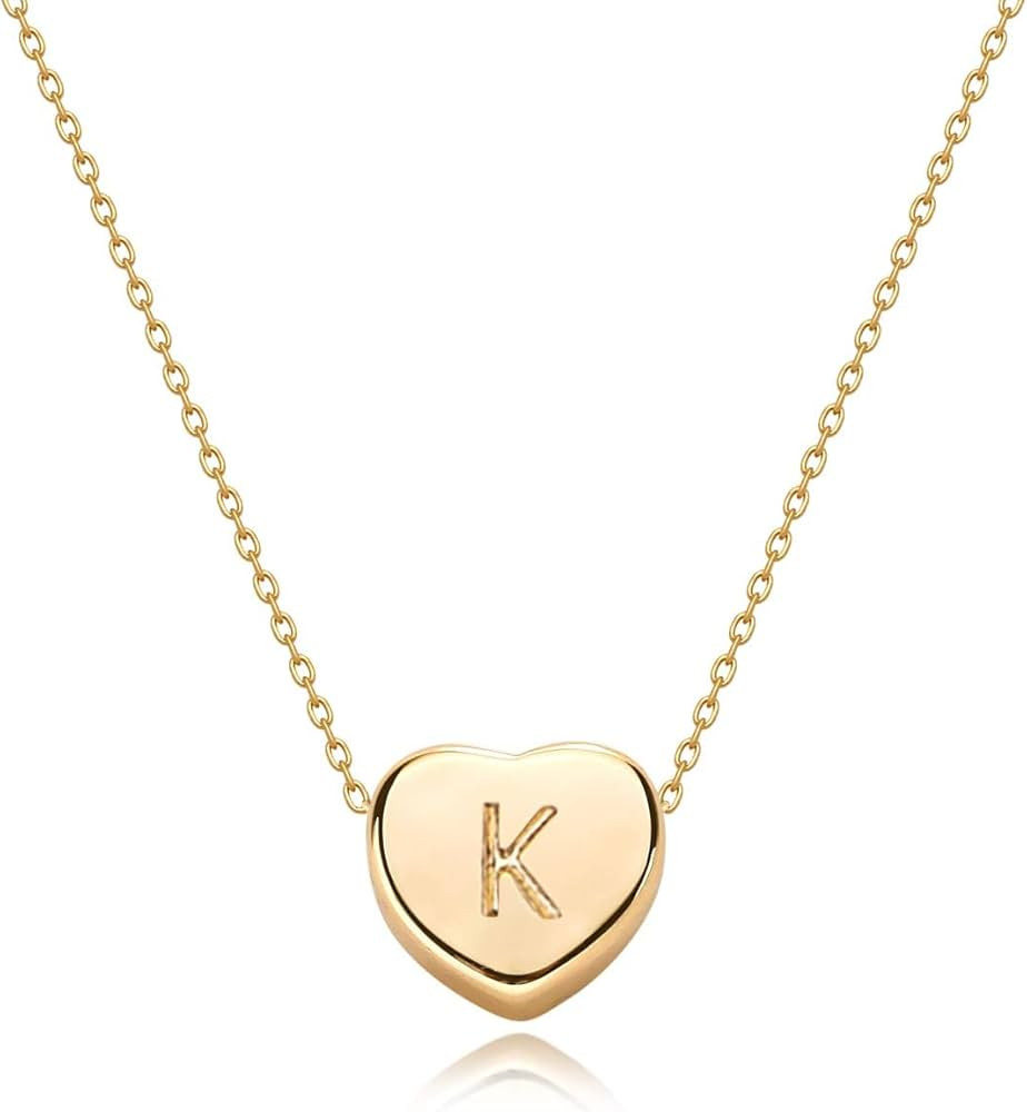 Tiny Gold Initial Heart Necklace-14K Gold Plated Handmade Dainty Letter Heart Necklace Gift for W... | Amazon (US)