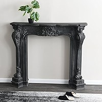Creative Co-Op Decorative Wood Ornate Fireplace Mantel, Distressed Gold | Amazon (US)