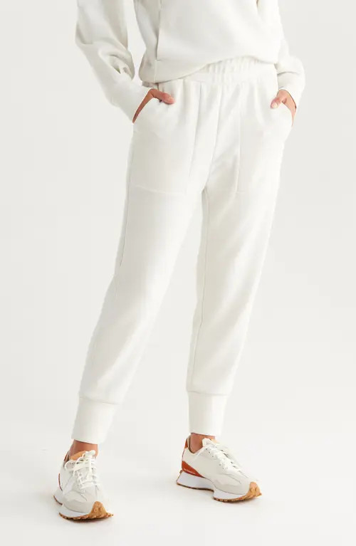 Zella Ultrasoft High Waist Knit Joggers in Beige Ivory Heather at Nordstrom, Size Medium | Nordstrom