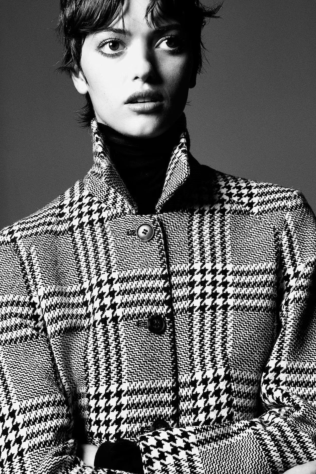 Jacket - Long sleeve - Regular length - Black/plaid - Ladies | H&M US | H&M (US + CA)