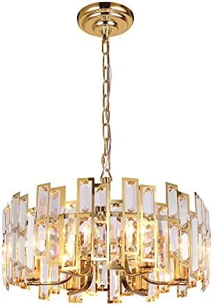 Akeelighting Gold Chandeliers Modern Crystal Chandelier 6 Light Contemporary Girls Bedroom Dining... | Amazon (US)