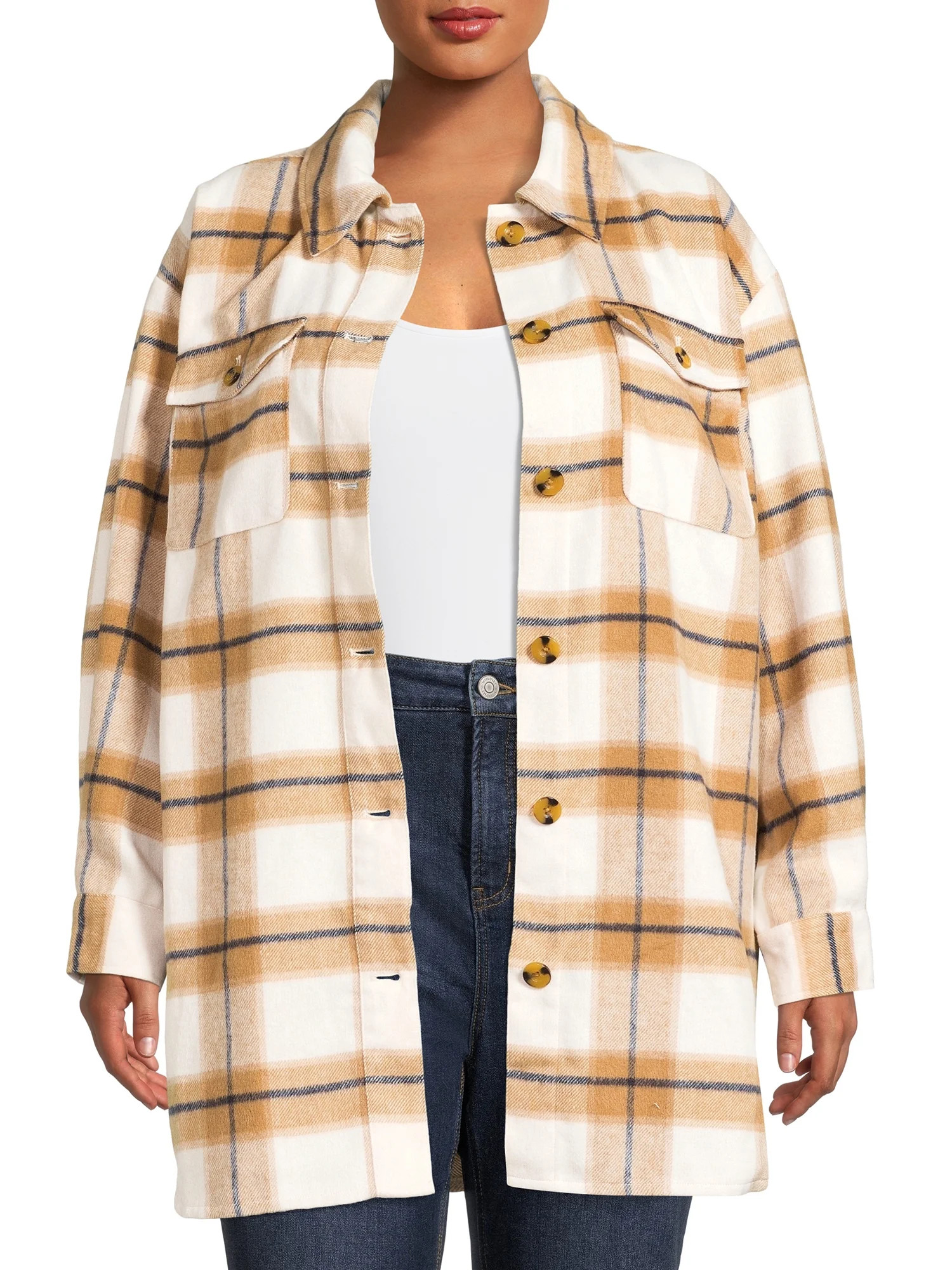 The Get Women's Plus Size Elongated Shacket | Walmart (US)