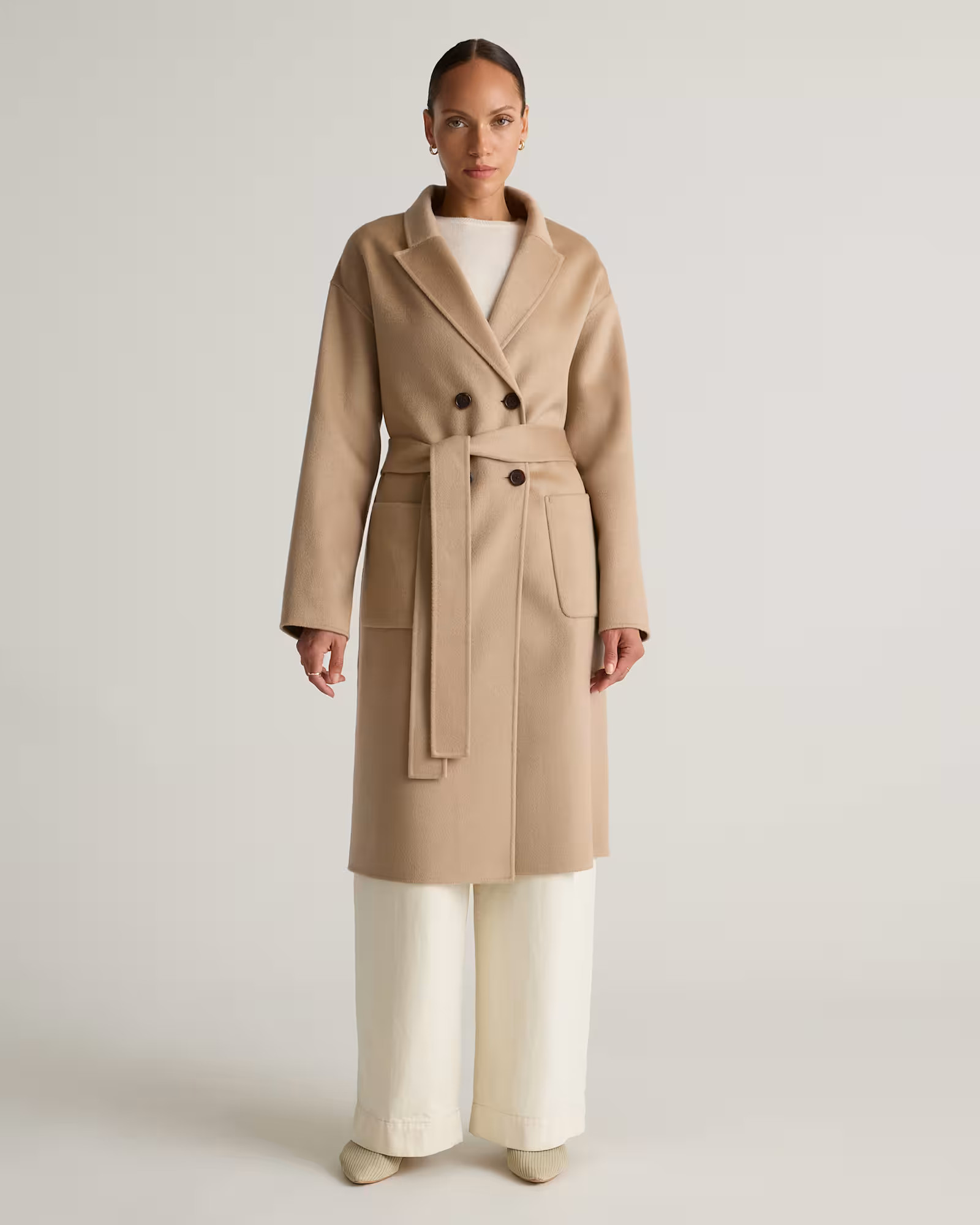 100% Mongolian Cashmere Double-Faced Double-Breasted Wrap Coat | Quince