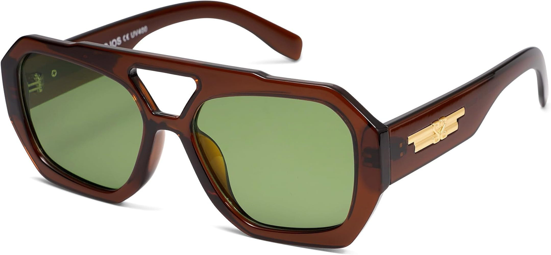 SOJOS Trendy Aviator Sunglasses for Womens Mens Polarized,Hexagonal Square Double Bridge Designer... | Amazon (US)