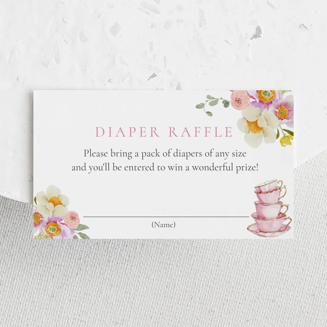 Wildflower Baby Shower Diaper Raffle Printable Card | Bring a Pack of Diapers Request Ticket Digi... | Etsy (US)