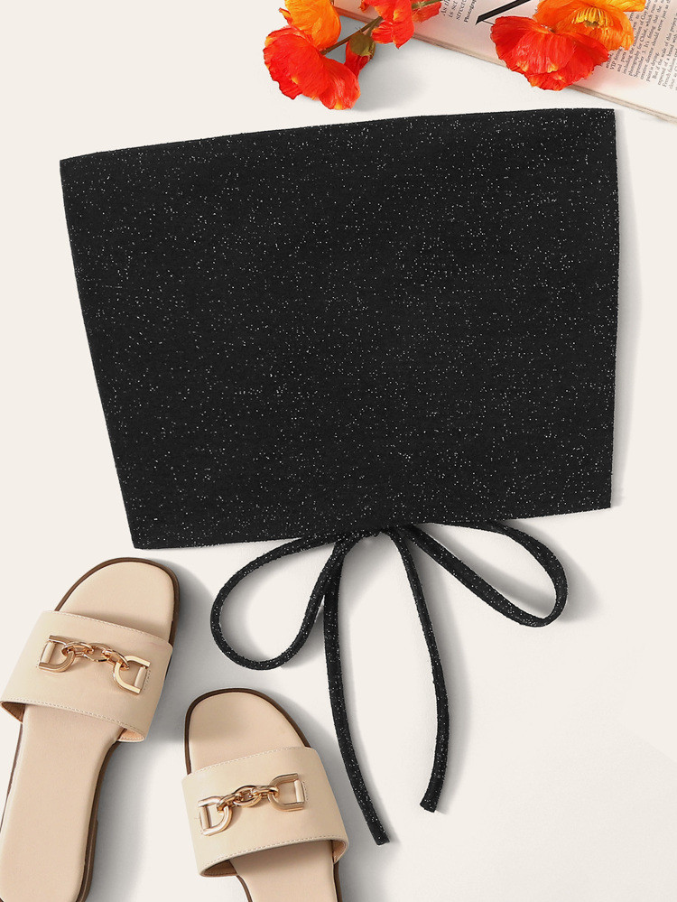 Glittered Self-Tie Cropped Tube Top | SHEIN