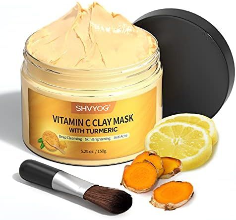 Turmeric Vitamin C Clay Mask, SHVYOG Vitamin C Clay Facial Mask with Kaolin Clay and Turmeric for... | Amazon (US)