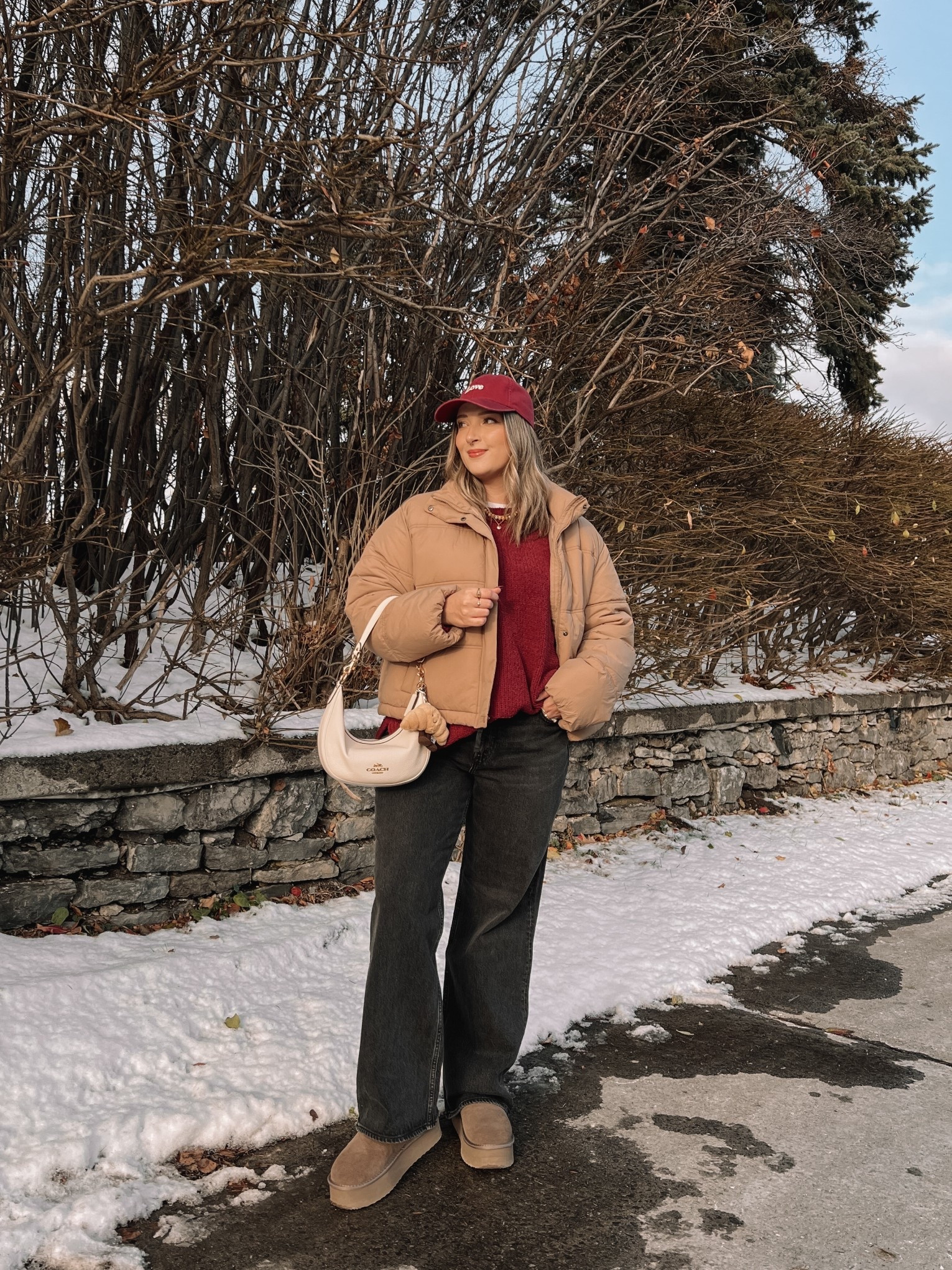 Casual midsize winter outfit! Wearing L in the puffer jacket, burgundy sweater, and white tee. Wearing 32 in the jeans for a looser, comfy fit. Ugg look for less boots from amazon are such good quality! I’m a 9.5-10 shoe and wear a 10. Canadian Old Navy puffer link under “similar products"


#LTKstyletip #LTKmidsize #LTKwinter