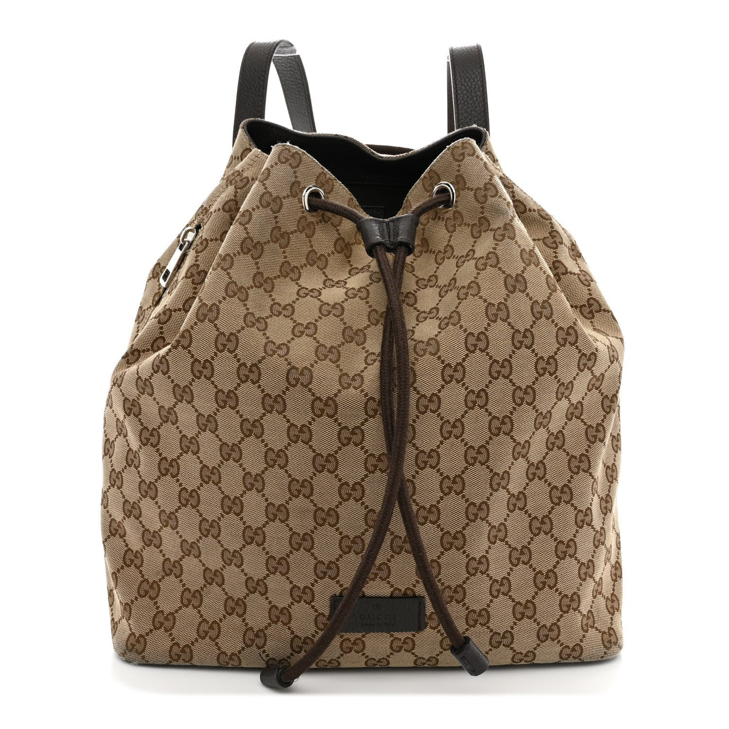 Monogram Dollar Calfskin O Drawstring Backpack Beige Ebony Testa di Moro Dark Chocolate | FASHIONPHILE (US)