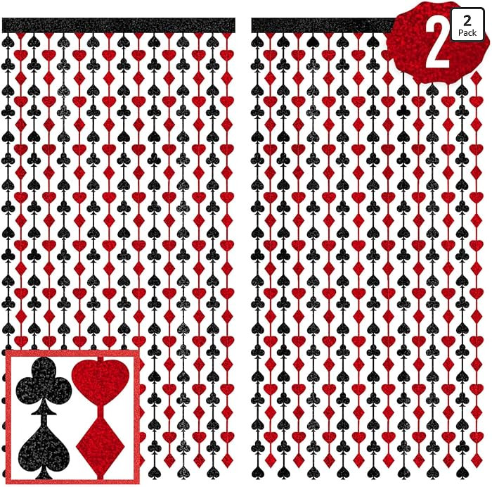 xo, Fetti Party Decorations Red and Black Casino Curtain - Set of 2 | Card Game Bachelorette Supp... | Amazon (US)