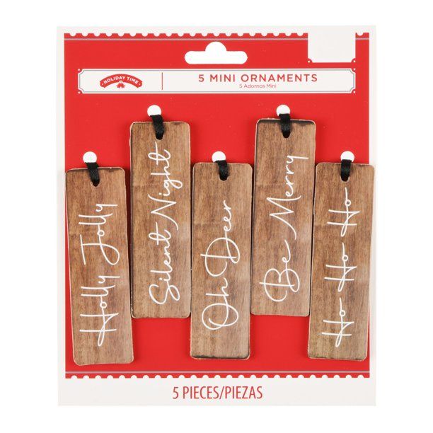 Holiday Time Word Tag Ornaments, 6.13 inch, 5 Count | Walmart (US)
