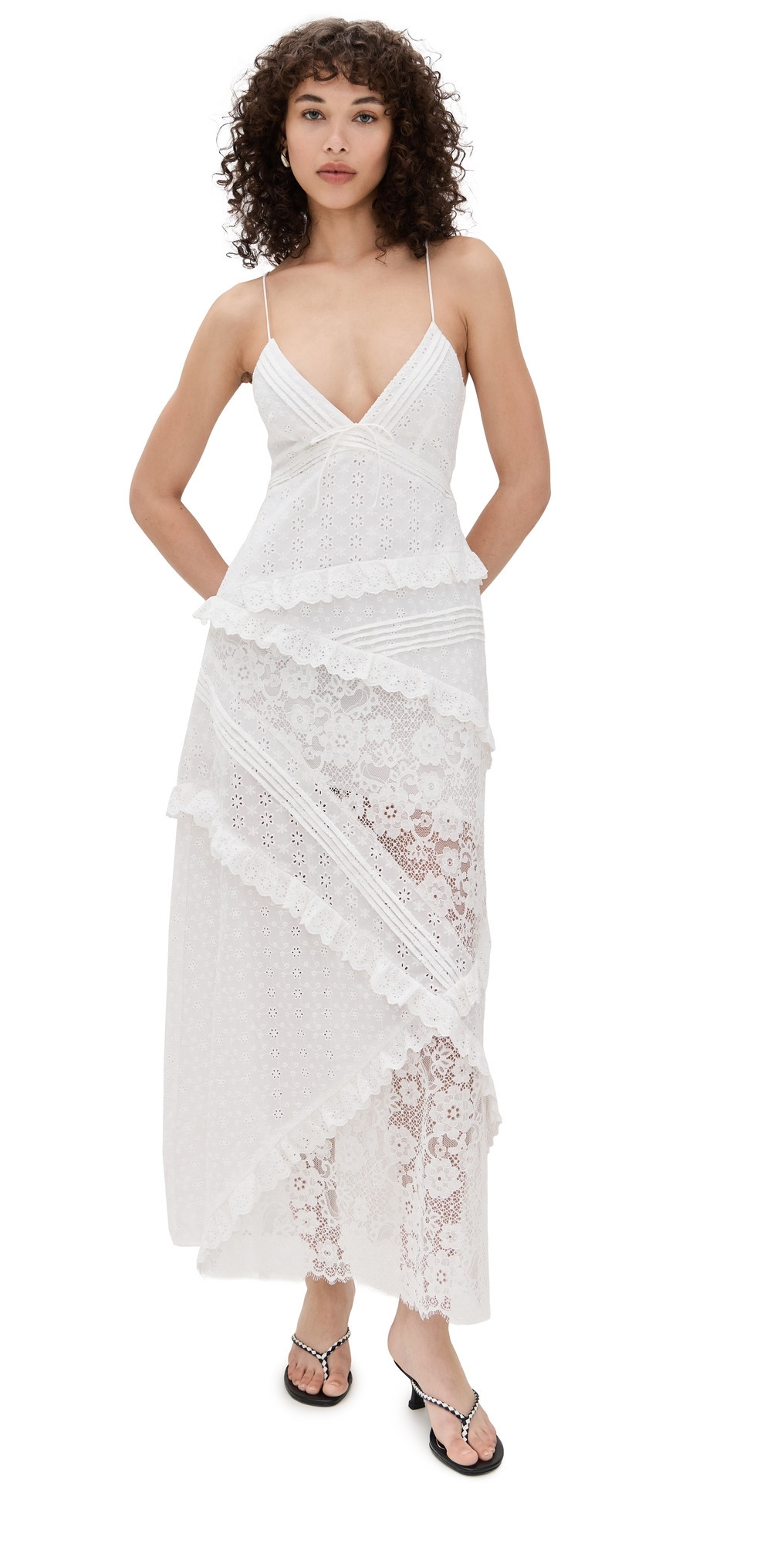 For Love & Lemons Rosalyn Maxi Dress White XXS | Shopbop