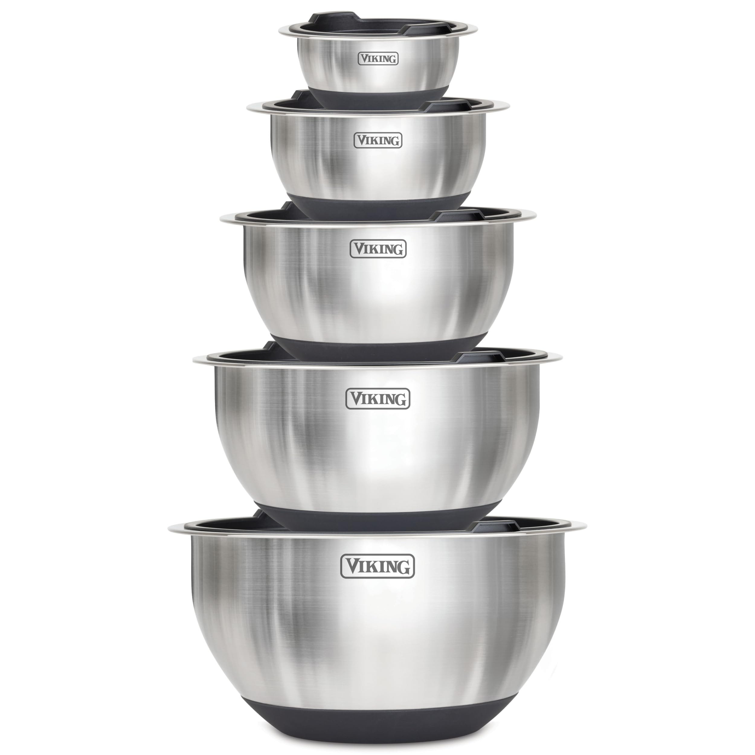Viking Mixing Bowls Set, 10 Piece Stainless Steel Kitchen Cookware, Non-Slip Silicone Base, Inclu... | Amazon (US)