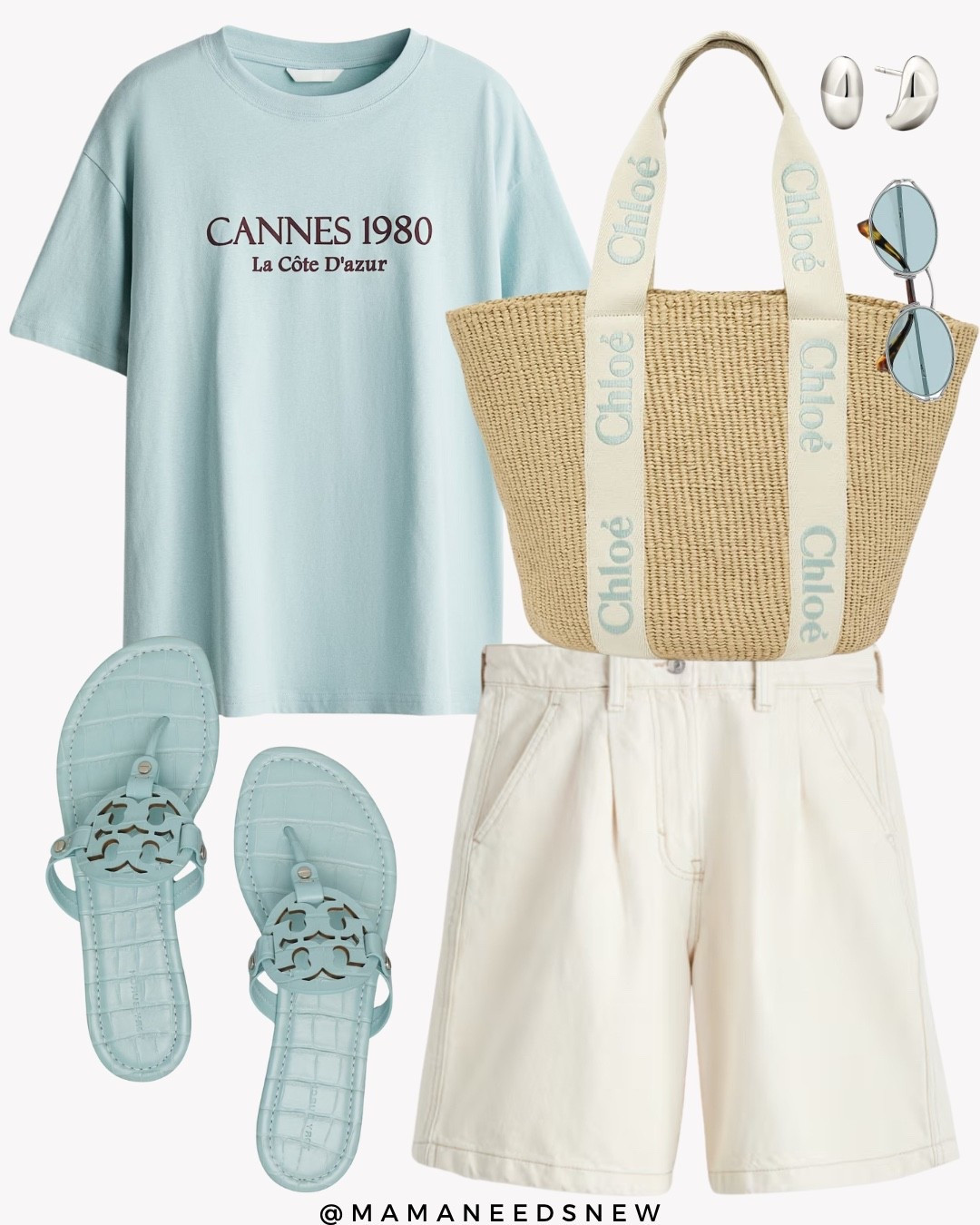 A summer outfit with  graphic t-shirt, shorts, tote bag & flip flop sandals 🩵

#LTKSaleAlert #LTKItBag #LTKStyleTip