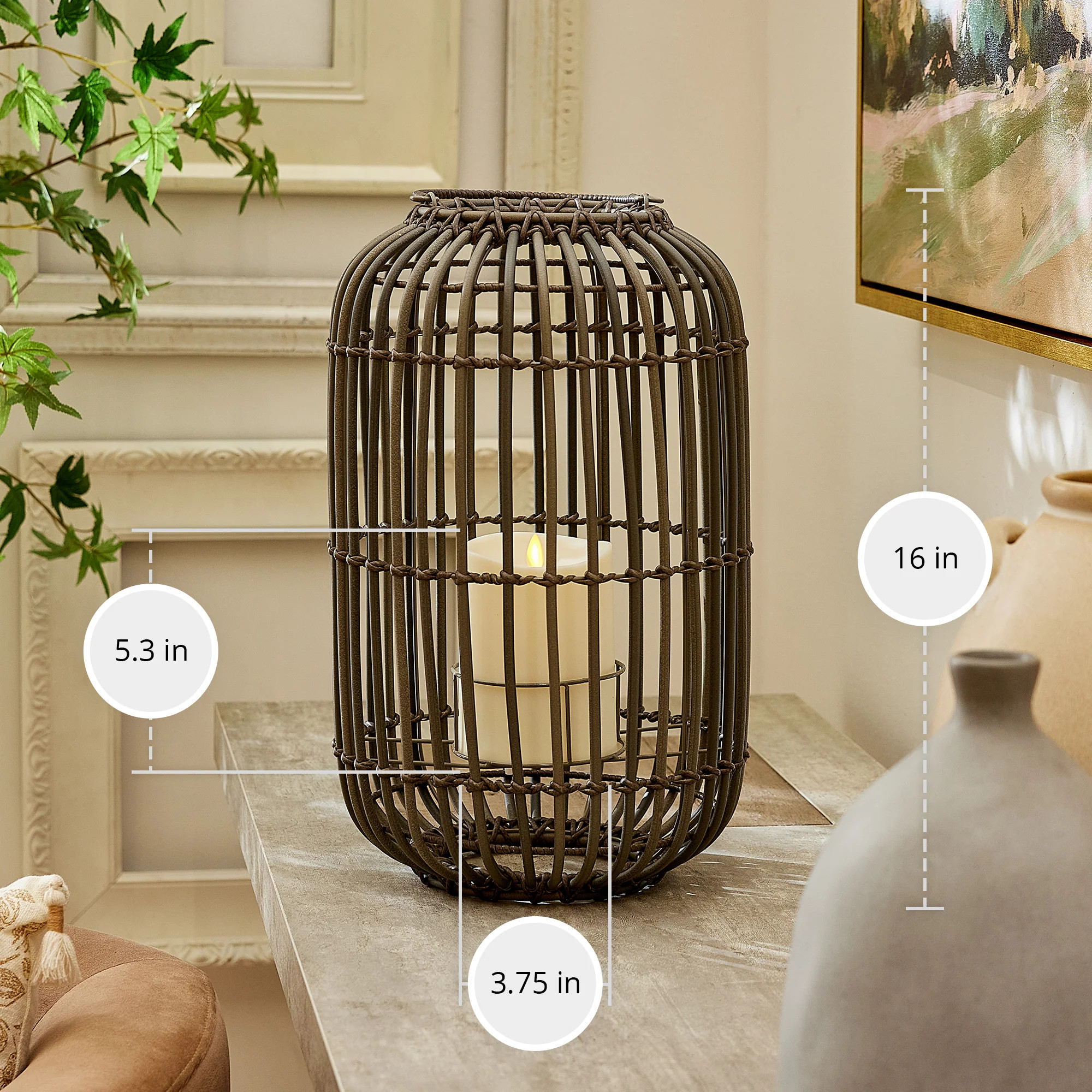 Weathered Grey Lantern with Outdoor Candle and Remote | Luminara