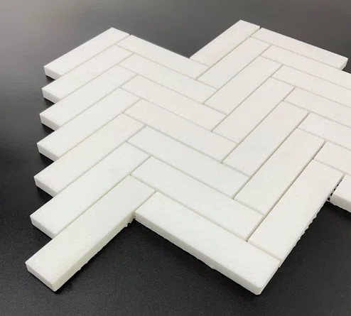 Thassos 1" x 4" Natural Stone Herringbone / Chevron Wall & Floor Tile | Wayfair North America