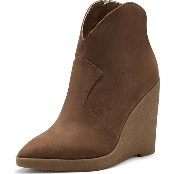 Jessica Simpson Crais Tobacco Brown Pointed Toe Platform Heeled Wedge Booties (TOBACCO, 8.5) | Walmart (US)