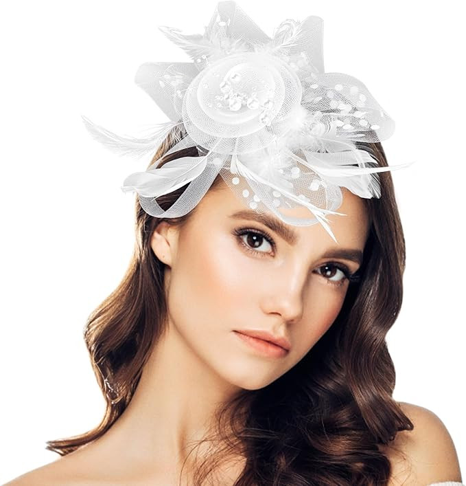 Fascinators Hat for Women Tea Party Headwear Flower Mesh Headband Wedding Cocktail Hair Clip for ... | Amazon (US)