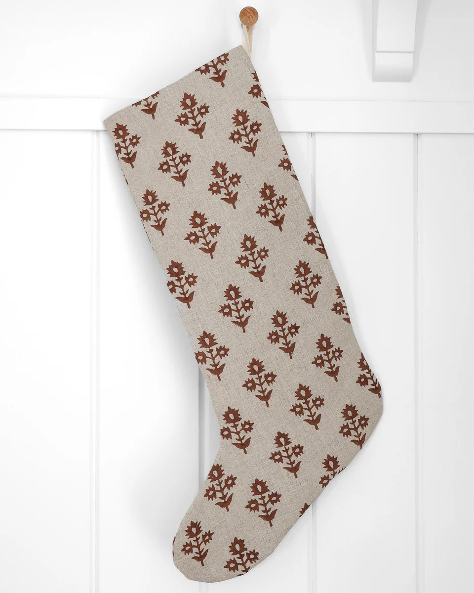 Russet Floral Christmas Stocking | Large Minimal Design | Hackner Home (US)