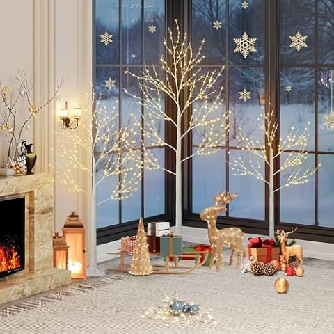 Twinkle Star 2-Pack 6 Feet 96 LED Lighted Birch Tree for Thanksgiving Decor Home Wedding Party In... | Amazon (US)