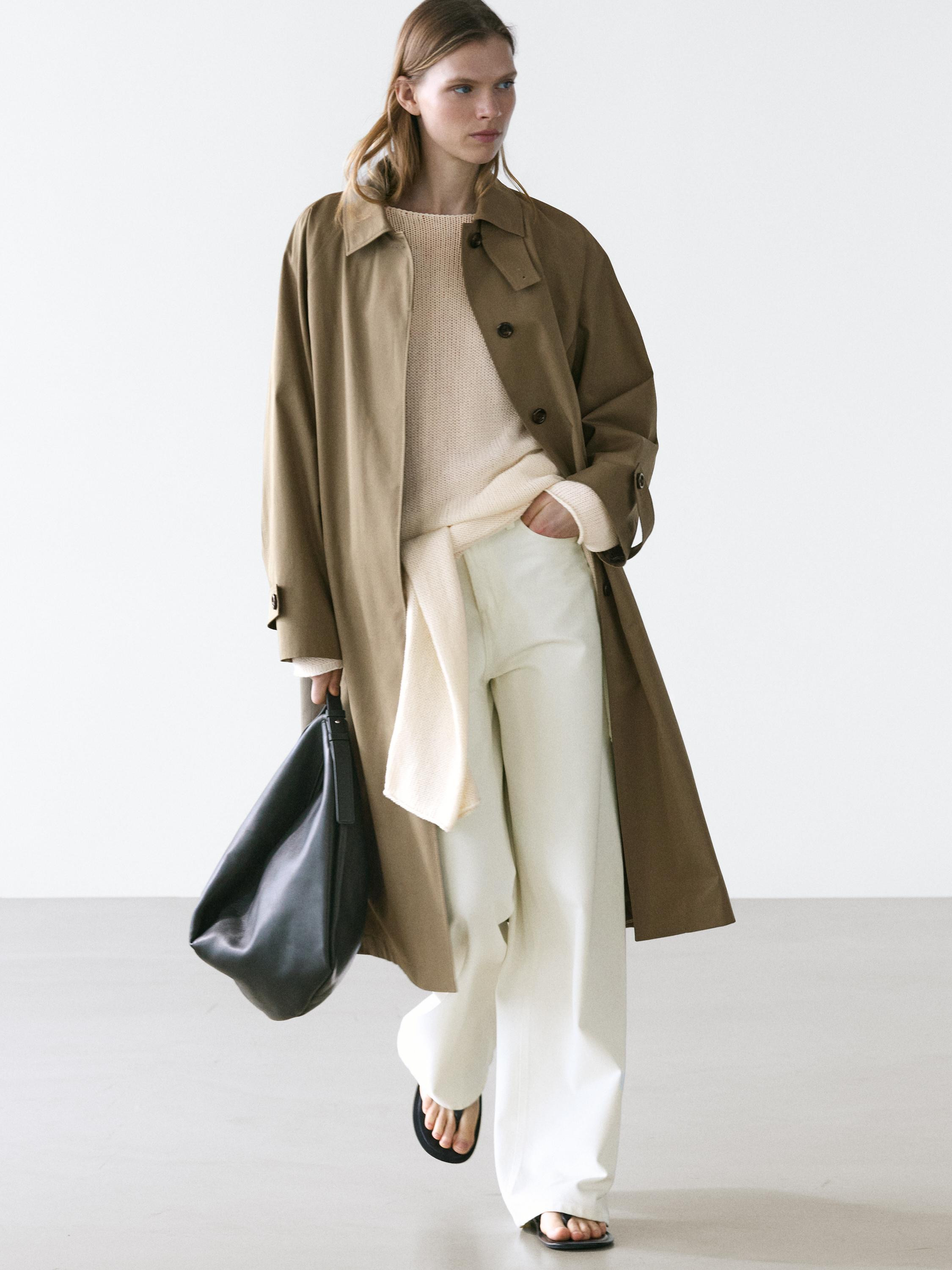 Oversize trench coat with check lining | Massimo Dutti US