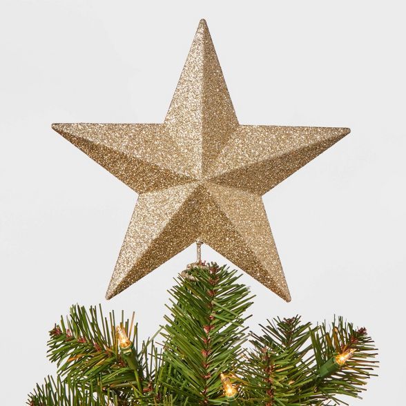 8.5in Unlit Glitter Star Tree Topper Gold - Wondershop&#8482; | Target