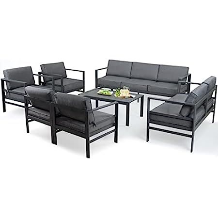 AECOJOY Aluminum Outdoor Furniture Set with Ottomans, 7-Piece Garden Aluminum Conversation Set, Pati | Amazon (US)