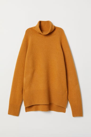 H & M - Wool-blend Turtleneck Sweater - Yellow | H&M (US + CA)