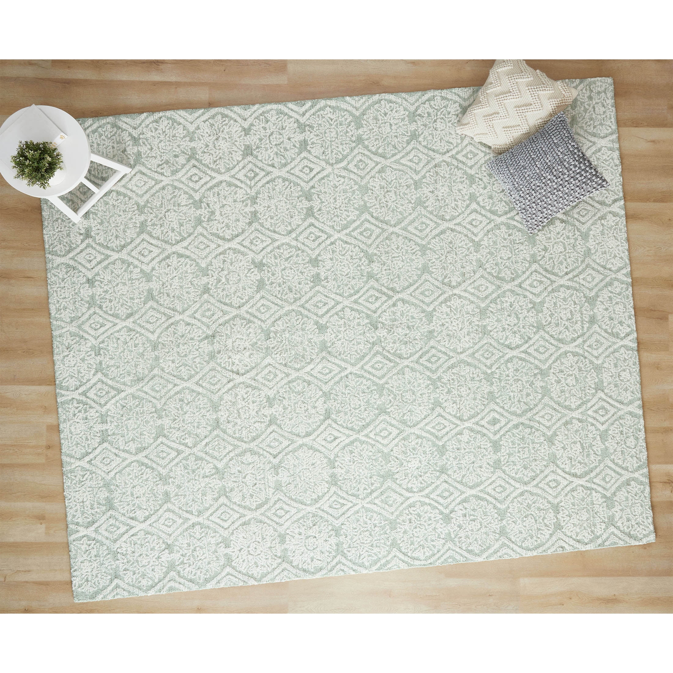 Better Homes & Gardens Suzani Muted Green Medallion Wool Indoor Area Rug, 8' x 10' | Walmart (US)