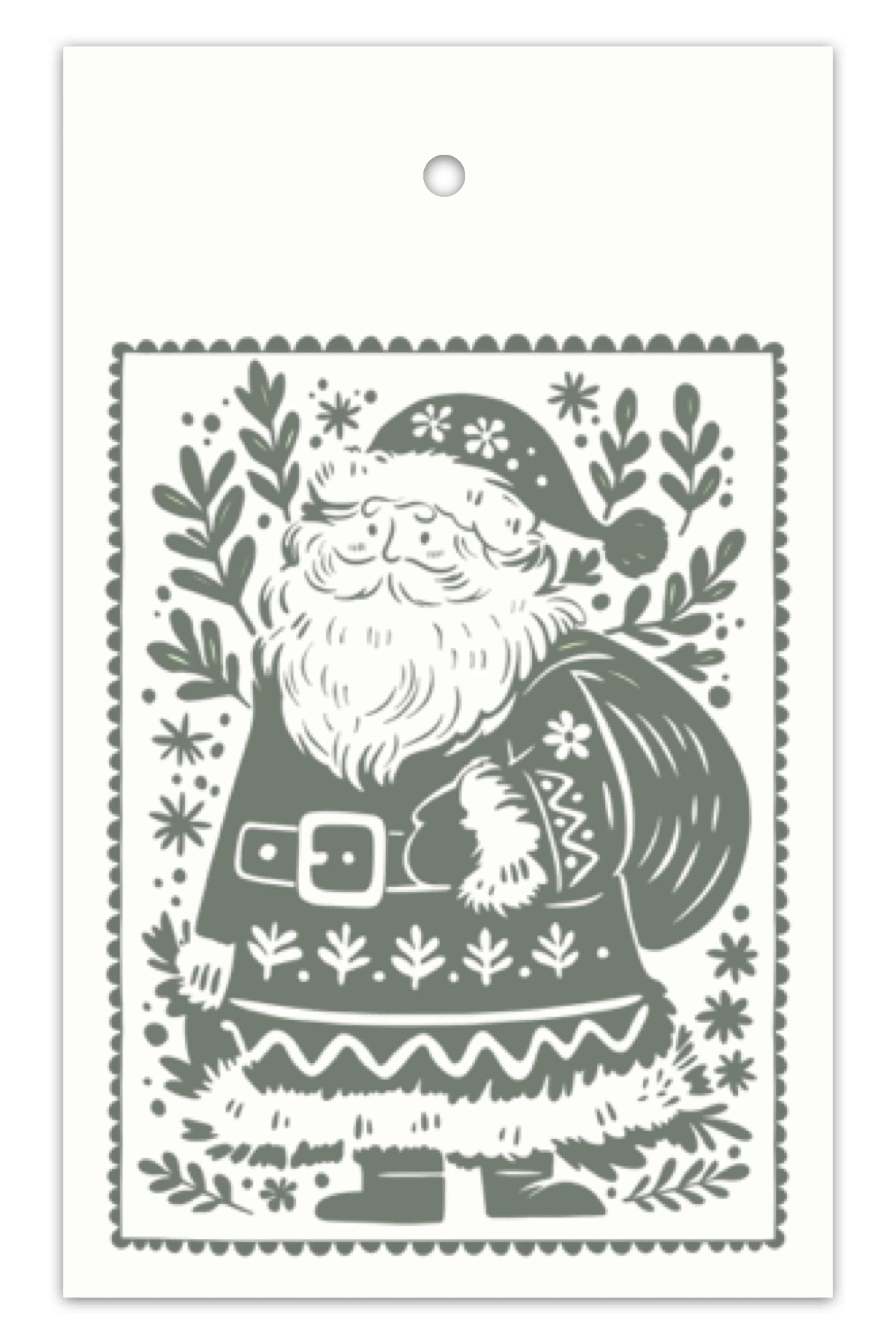 Woodblock Print Santa Tags | JSH Home Essentials