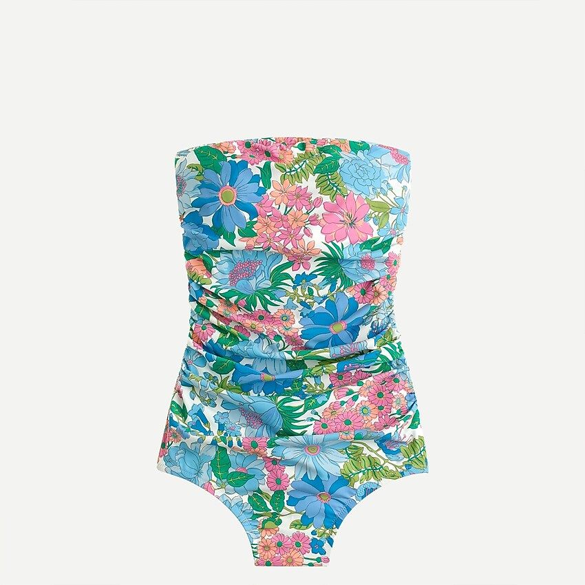 Eco ruched bandeau one-piece in fairy floral | J.Crew US