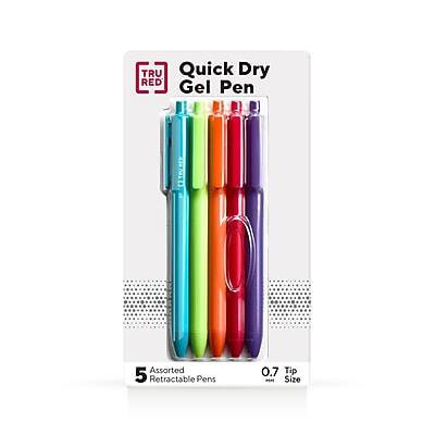 TRU RED - TRU RED™ Retractable Quick Dry Gel Pens, Medium Point, 0.7mm, Assorted, 5/Pack (TR54497) - Assorted Colors | Best Buy U.S.