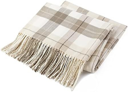 BATTILO HOME Fall Plaid Throw Blanket for Couch, Farmhouse Checkered Decor Throw, Lightweight Bei... | Amazon (US)