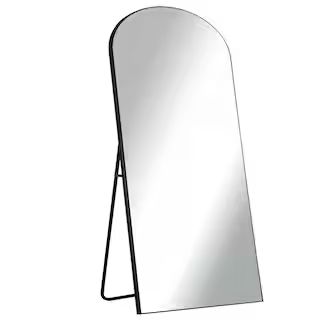 71 in. x 31 in. Modern Arched Shape Wood Framed Black Standing Mirror Full Length Floor Leaning M... | The Home Depot