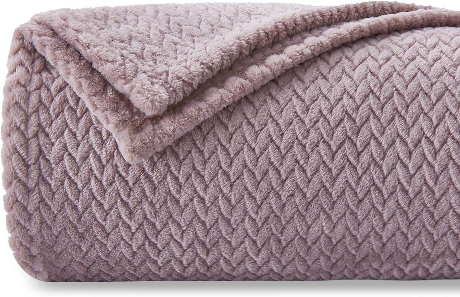 NEWCOSPLAY Super Soft Throw Blanket Light Purple Premium Silky Flannel Fleece Leaves Pattern Ligh... | Amazon (US)