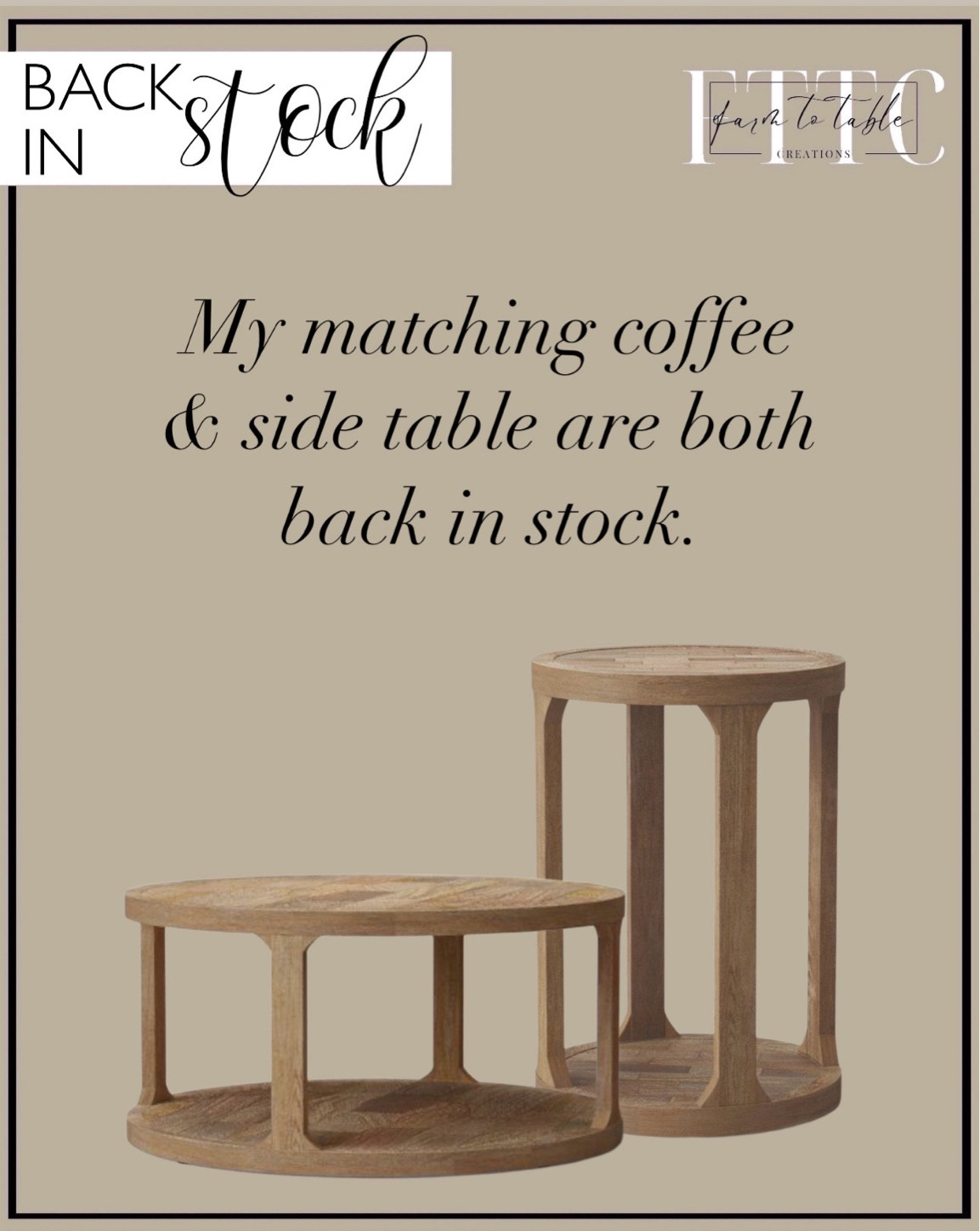 Back In Stock. Follow @farmtotablecreations on Instagram for more inspiration.

My coffee & side table are both back in stock. Love the warm wood tones! Castalia Round Natural Wood Coffee Table - Threshold. Castalia Round Accent Table Natural Wood - Threshold. Target Home Finds. Living Room Furniture. Living Room Decor  

#LTKfindsunder100 #LTKhome #LTKstyletip